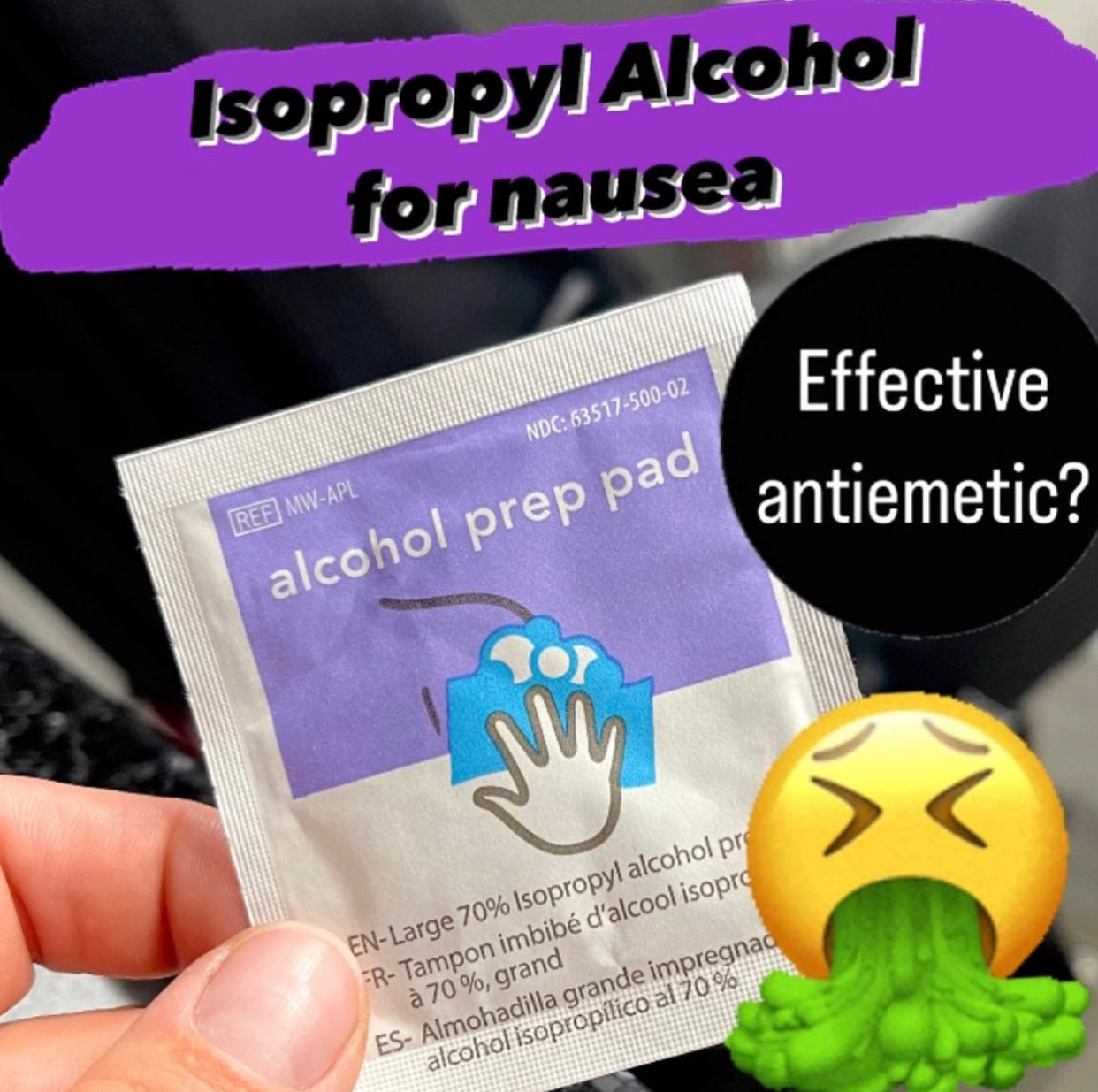 Alcohol pads shop for nausea